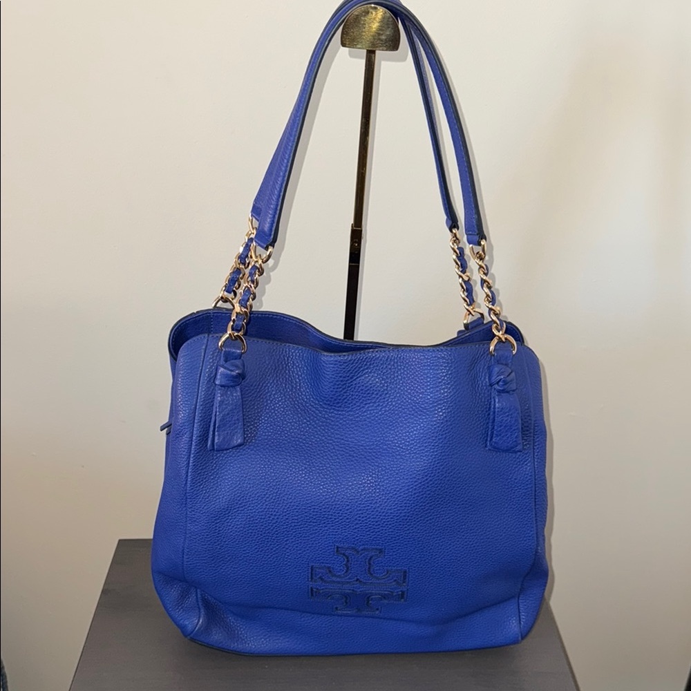 Tory Burch Vibrant Blue Leather Tote Bag
